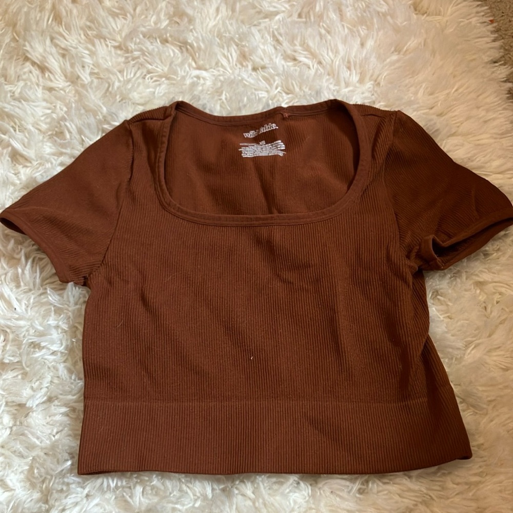 Wild Fable Rust Ribbed Short Sleeve Top